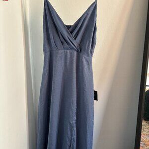 Lulus Slate Blue Satin Maxi Dress size XS